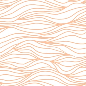 Tranquil peach fuzz and white waves / large for bedding and wallpaper / relaxing wallpaper for meditation 