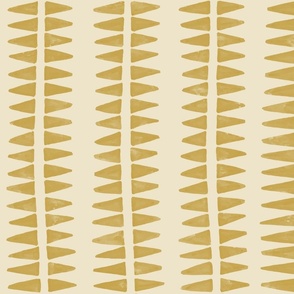 Small aztec triangle golden yellow fern leaf vertical stripe. 
