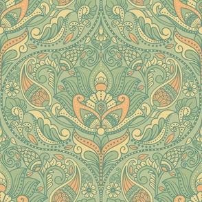 Large - Traditional Green Paisley