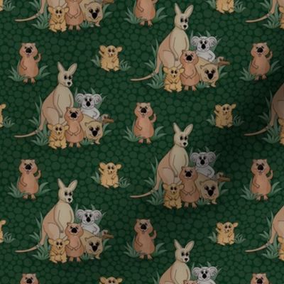 Cartoon animal friends - dark green - S