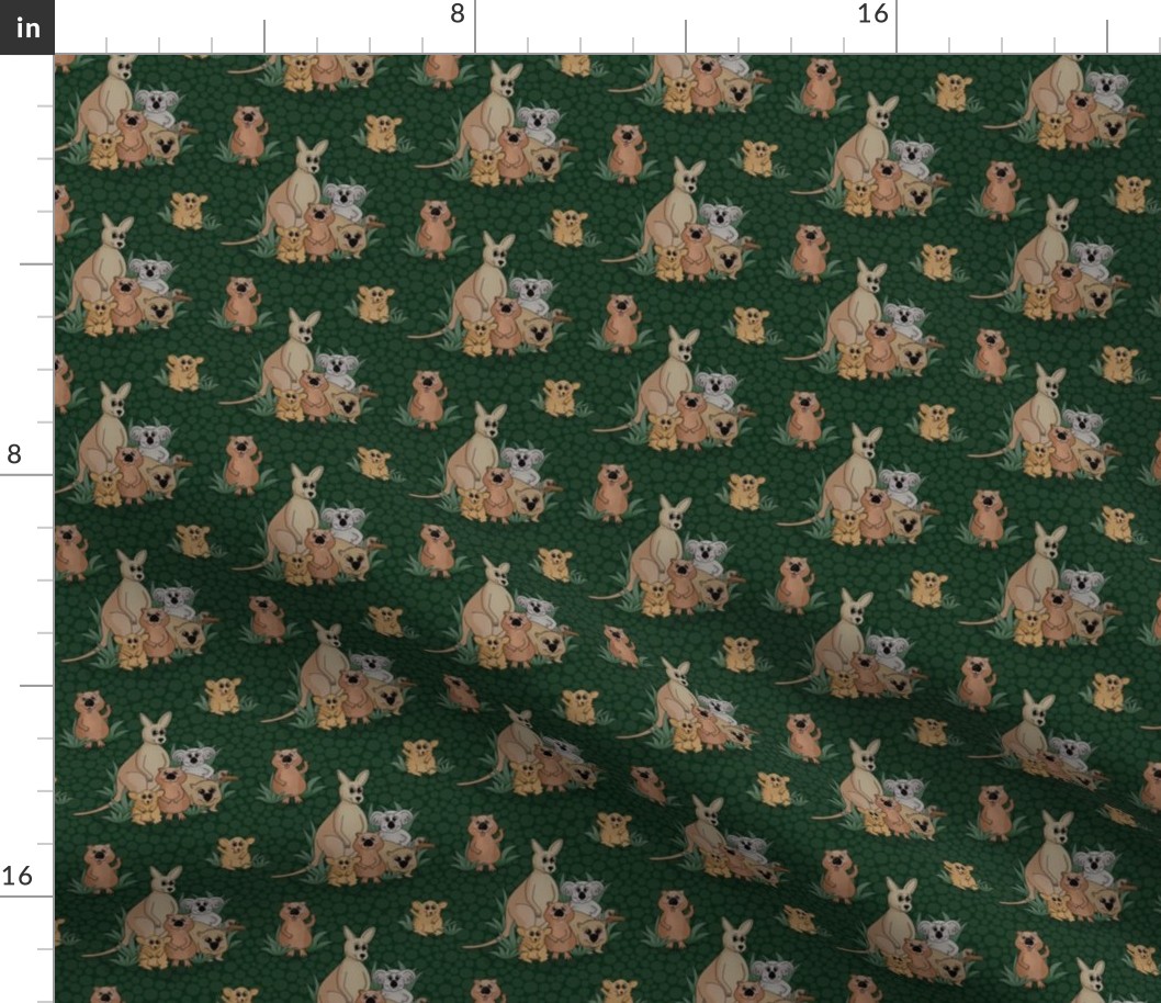 Cartoon animal friends - dark green - S