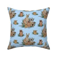 Cartoon animal friends - light blue - M