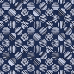 Indaco Blue Striped Circles Made Of Brush Strokes Small Scale Monochromatic Indigo Navy
