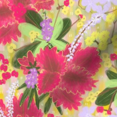 (S) Mix-Floral - Coleus (Painted Nettle) + Cape leadwort + Willowleft angelon + Common sow thistle + Euphorbia  Flowers Pattern