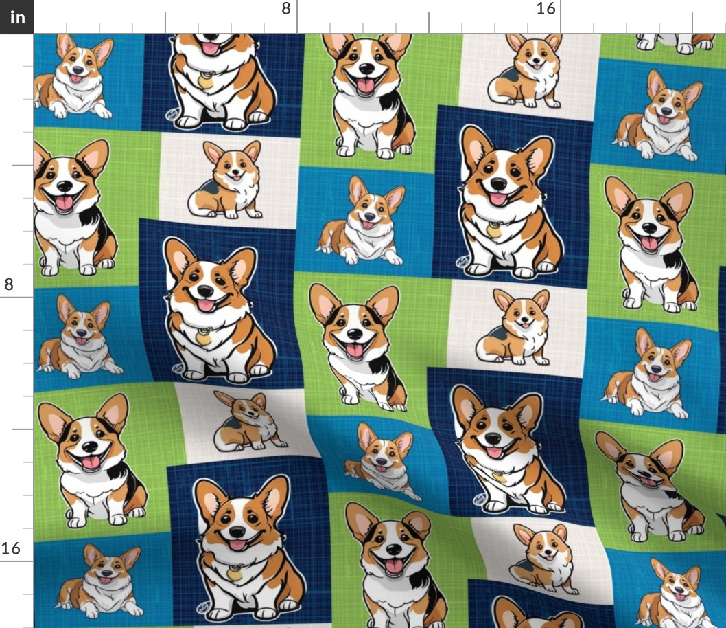 Corgis on Linen