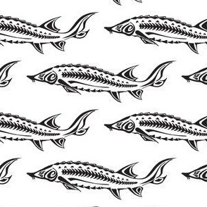 Tribal Sturgeon Black and White Design