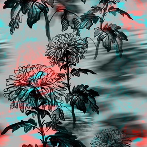 Beautiful chrysanthemums with blur