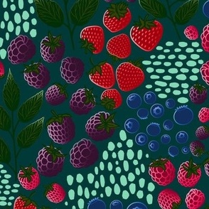 Berry Basket - Teal Background