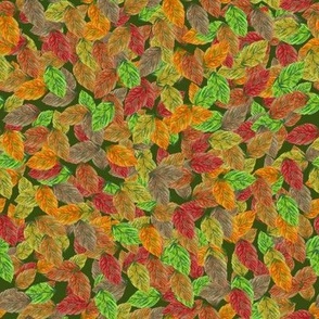 Hand-drawn autumn leaves  for quilting fabric or other sewing projects.