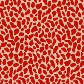 SMALL WILD ANIMAL PRINT TWO COLOR FIRERY RED AND PANTONE HONEY PEACH.