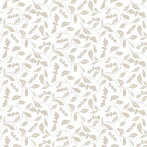 Bat Forest - cute bats among leaves - textured beige on white - small