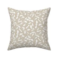   Bat Forest - cute bats among leaves - solid white on beige - small