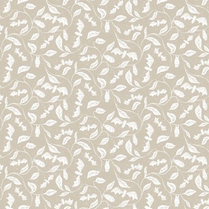   Bat Forest - cute bats among leaves - textured beige and white - small