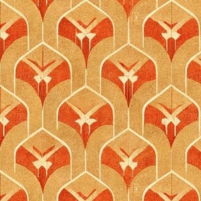 Light orange and dark orange art deco retro vintage pattern 