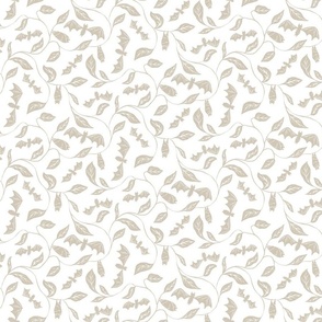   Bat Forest - cute bats among leaves - beige on white - small