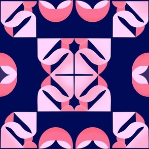 Blue pink modern square geometric 