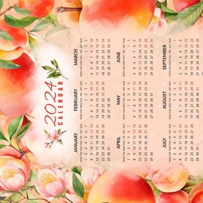 Peach fuzz color of the year 2024 with lots of peaches _calendar 2024