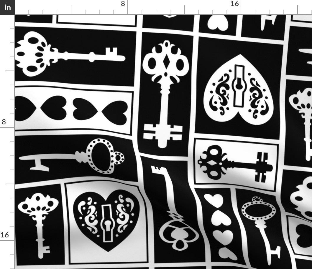 (L) Key to My Heart Valentine’s Steampunk Keys and Locks Black and White