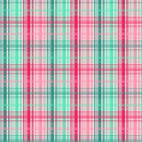 Pink And Aqua Plaid Fabric, Wallpaper and Home Decor