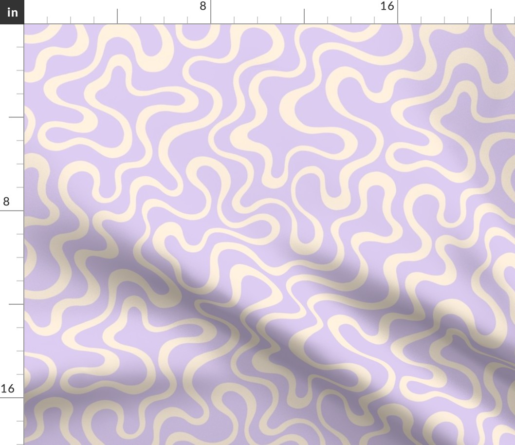 Modern groovy waves in digital lavender  - Small scale