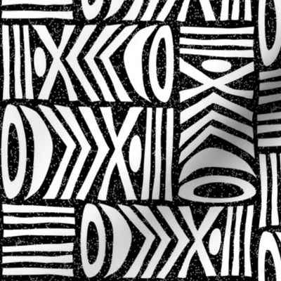 (M) Graphic Black and White Modern Tribal Folk Art Boho Geometric  
