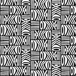 (M) Graphic Black and White Modern Tribal Folk Art Boho Geometric  