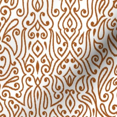 Boho Paisley Ikat White and Terracotta Medium