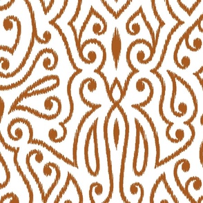 Boho Paisley Ikat White and Terracotta Large