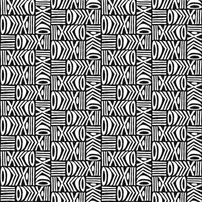 (S) Graphic Black and White Modern Tribal Folk Art Boho Geometric  