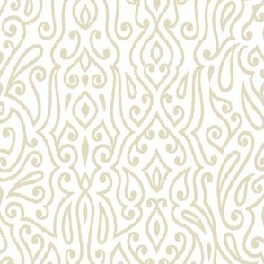 Boho Paisley Ikat White and Ecru Medium