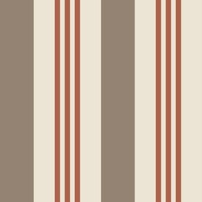 Candy Cane Stripes (Large) - Morel Khaki Brown and Amaro Rust on Panna Cotta Cream  (TBS205)