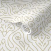 Boho Paisley Ikat White and Ecru Large