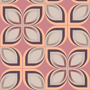 Vintage Inspired Geometric Flowers Pink and Taupe -18"