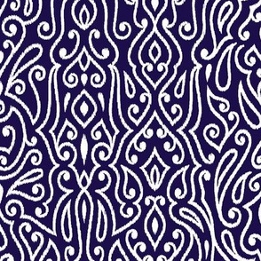 Boho Paisley Ikat Dark Blue Indigo Medium