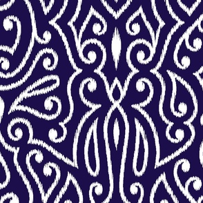 Boho Paisley Ikat Dark Blue Indigo Large