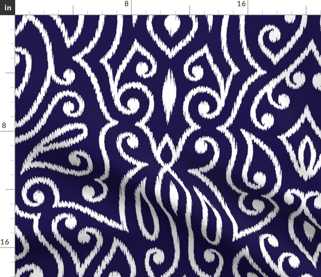 Boho Paisley Ikat Dark Blue Indigo Large