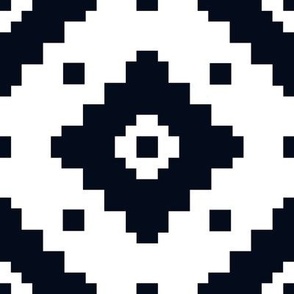 Pixelated diamond pattern black and white