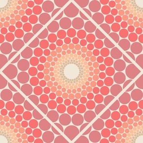 12” Radiant Peach Plethora Dot Mandala Diamond Tile - Medium