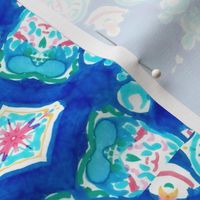 Cobalt blue and turquoise watercolor pattern