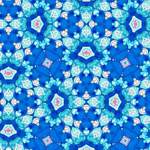 Cobalt blue and turquoise watercolor pattern