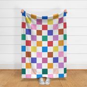 Large Bright Colorful checks - checkerboard - colourful check -  Rainbow Checkered - Pride LGBT Lgbtqia+ Blue Red Yellow Pink Green Purple Brown Lilac Orange Peach Pastel - Bold Happy and Modern Summer picnic blanket nursery decor