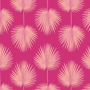 Tropical Palm Dark Pink and Peach Fuzz 9.5"