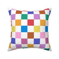 Small Bright Colorful checks - colorful checkerboard - colourful check -  Rainbow Checkered - Pride LGBT Lgbtqia+ Blue Red Yellow Pink Green Purple Brown Lilac Orange Peach Pastel - Bold Happy and Modern Summer picnic blanket nursery decor