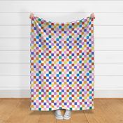 Small Bright Colorful checks - colorful checkerboard - colourful check -  Rainbow Checkered - Pride LGBT Lgbtqia+ Blue Red Yellow Pink Green Purple Brown Lilac Orange Peach Pastel - Bold Happy and Modern Summer picnic blanket nursery decor