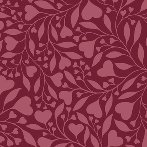 Heart Vine - Jumbo - Burgundy Wine Red & Ruby Raspberry Pink - Love & Hearts