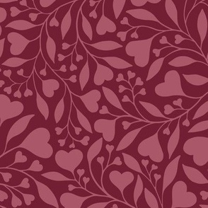 Heart Vine - Large - Burgundy Wine Red & Ruby Raspberry Pink - Love & Hearts