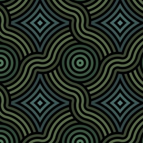 Organic Abstract Spirals in Sage, Green, and Mint