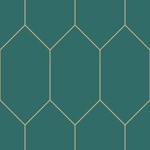 Teal Green and Gold Tile - Large Scale