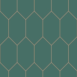green and pink skinny hexagon tile