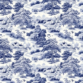 Classic Countryside Toile de Jouy Seamless Pattern